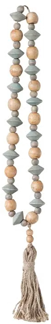 DF0374/WOODSTRAND Abaca Wood Bead Strand with Tassel