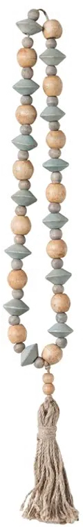 DF0374/WOODSTRAND Abaca Wood Bead Strand with Tassel