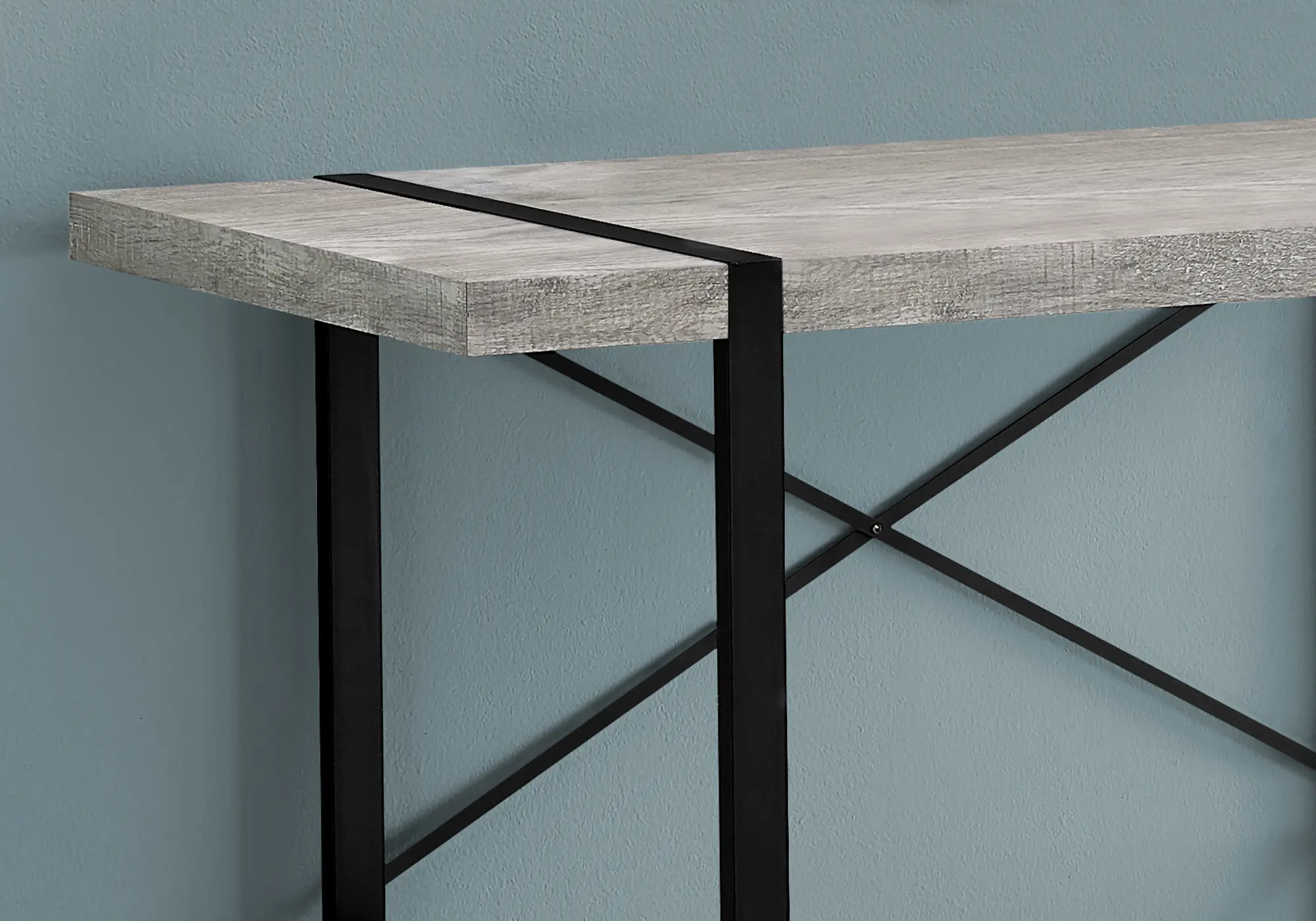 Rustic Gray and Black Computer Desk-4