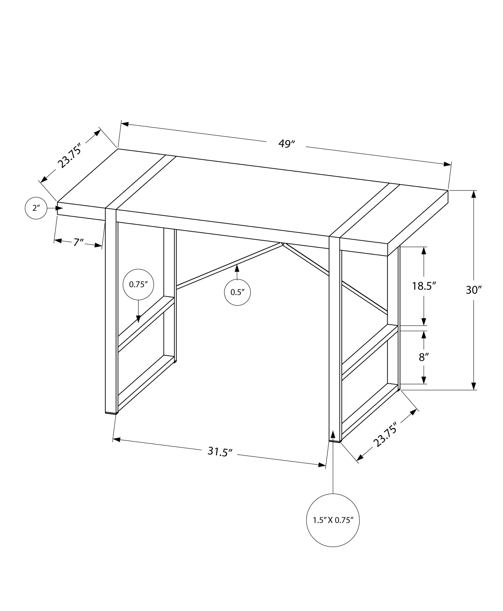 Rustic Gray and Black Computer Desk-3