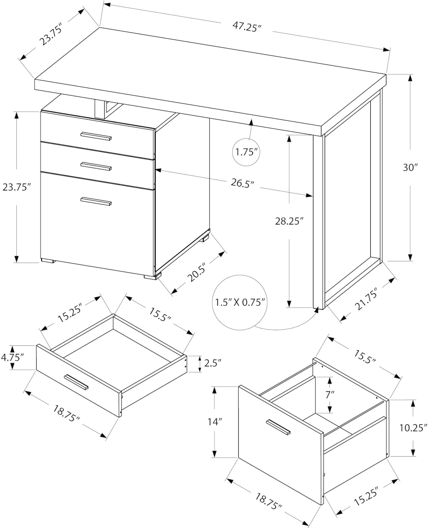 Modern Black and Gray Small Computer Desk-1