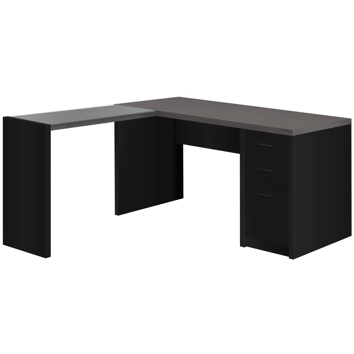 Modern Black and Gray Glass Top Desk-1