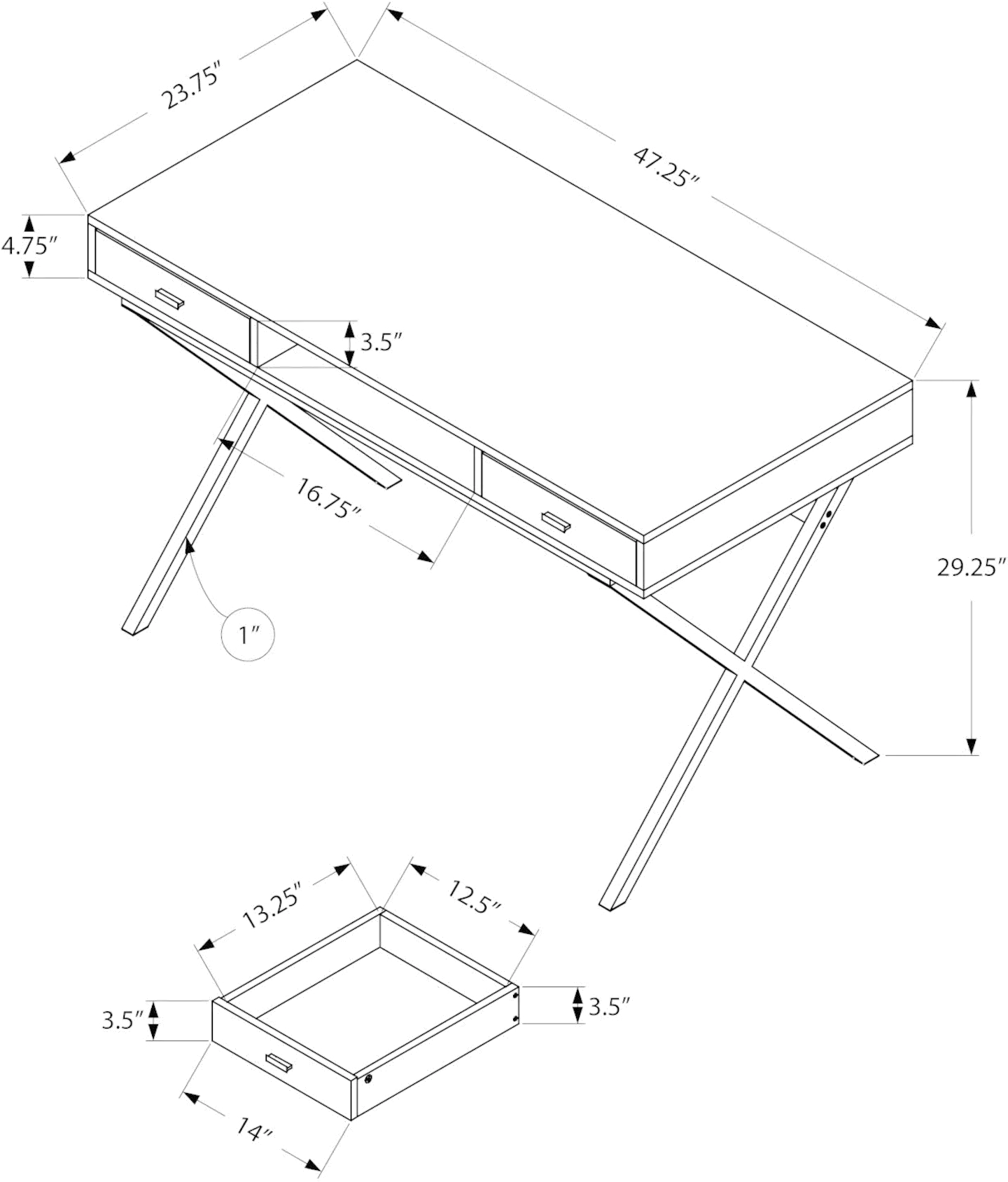 Taupe Wood Desk with Black Metal Base-5