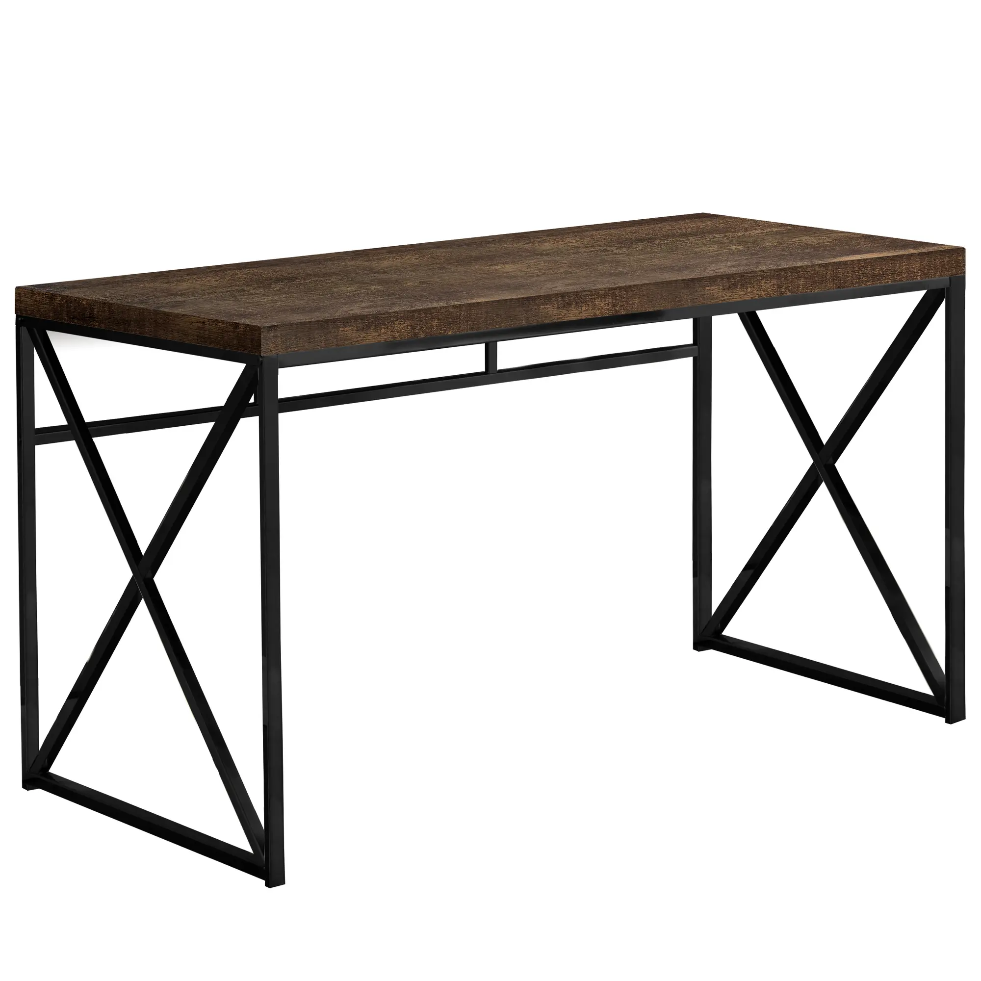 Brown Wood Desk with Black Metal Base-1