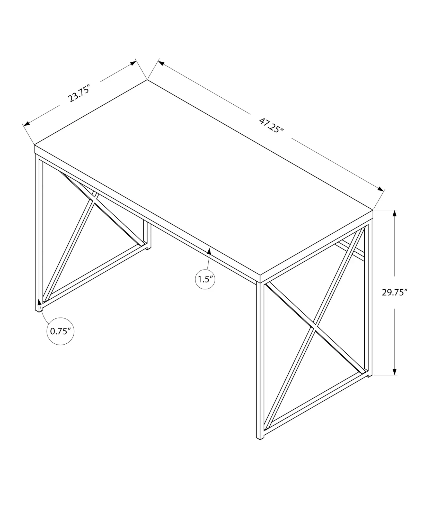 Brown Wood Desk with Black Metal Base-3
