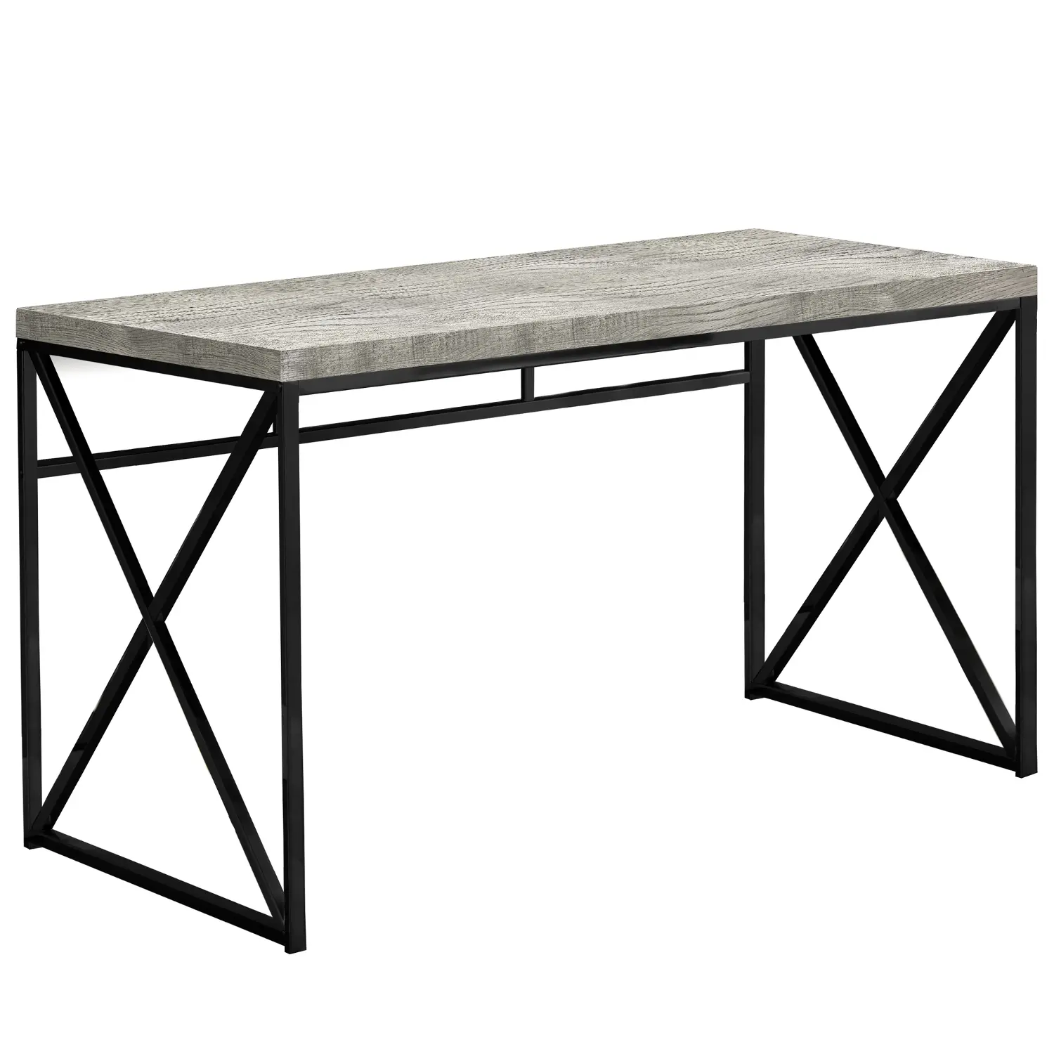 Gray Wood Top Computer Desk with Black Metal-1
