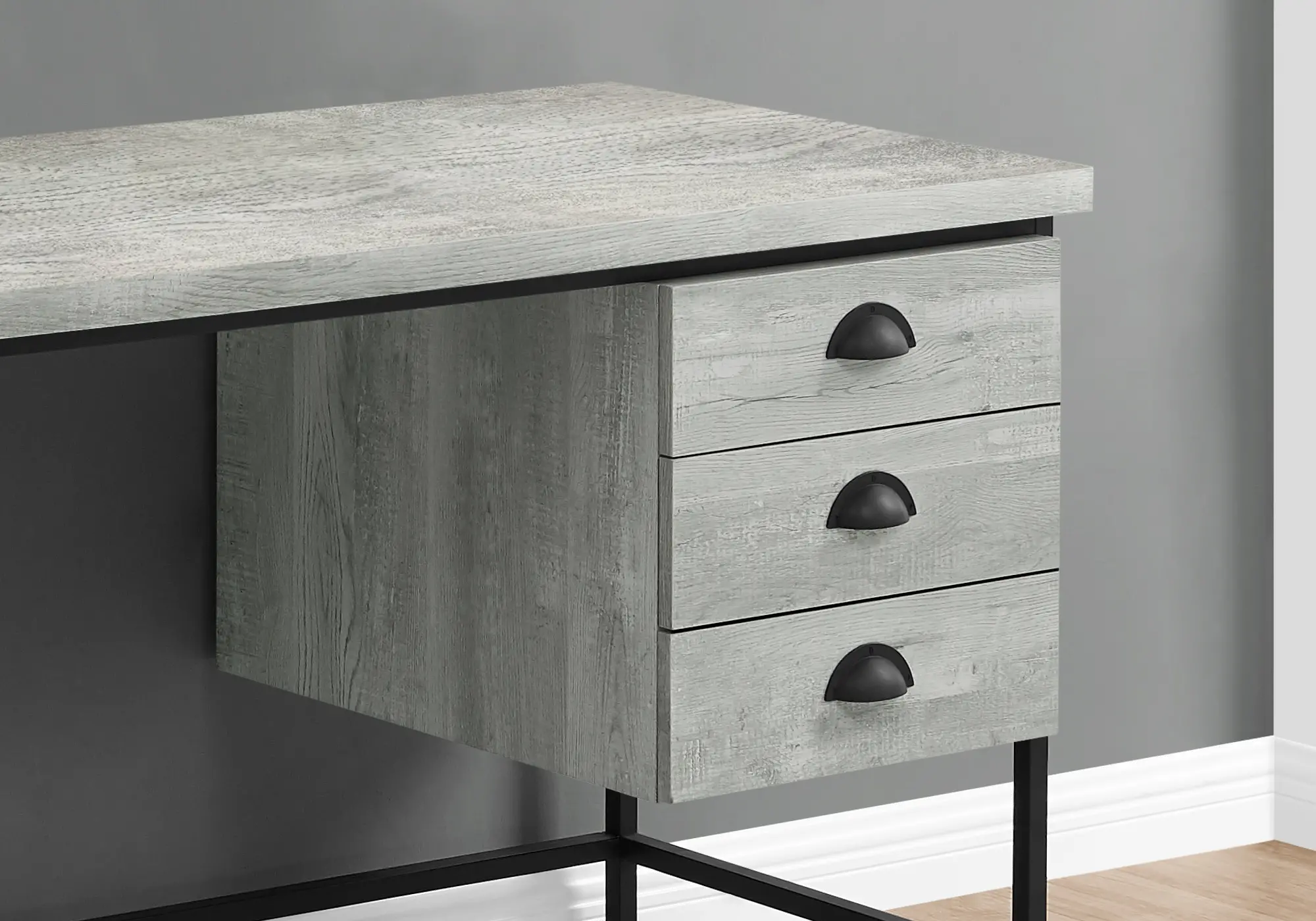 Gray and Black Metal Computer Desk-3