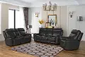 Burbank Smokey Gray Leather Triple Power Reclining Sofa