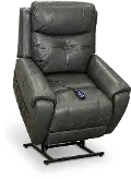 Gray Leather Power Lift Recliner with Heat