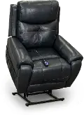 Navy Blue Leather Power Lift Recliner with Heat