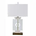 Alabaster White, Crystal and Brass Geometric Shapes Table Lamp