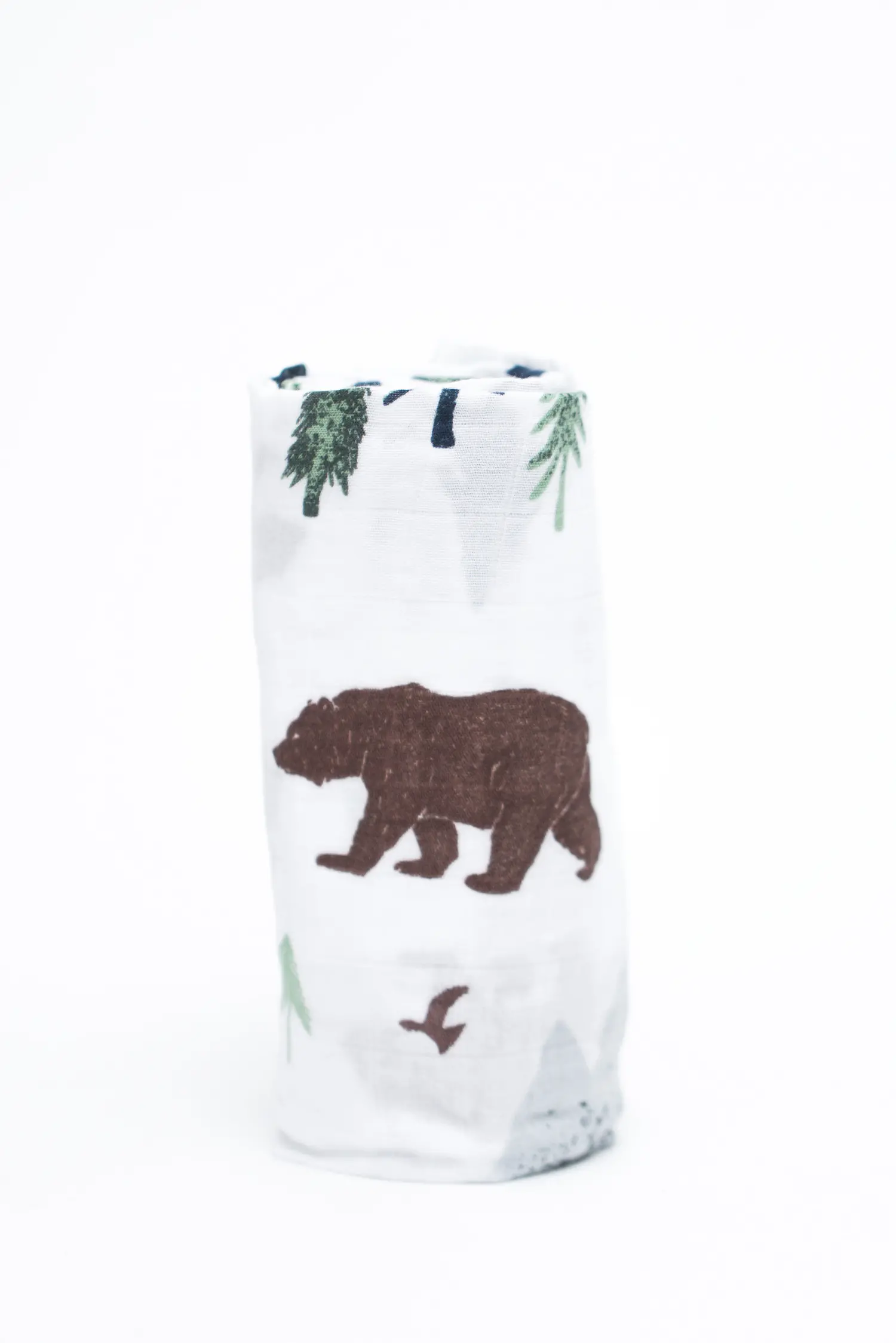 White, Brown and Green Yosemite Bamboo Rayon Muslin Swaddle Blanket-1