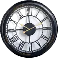 30 Inch Open Dial Black Wall Clock with Roman Numerals