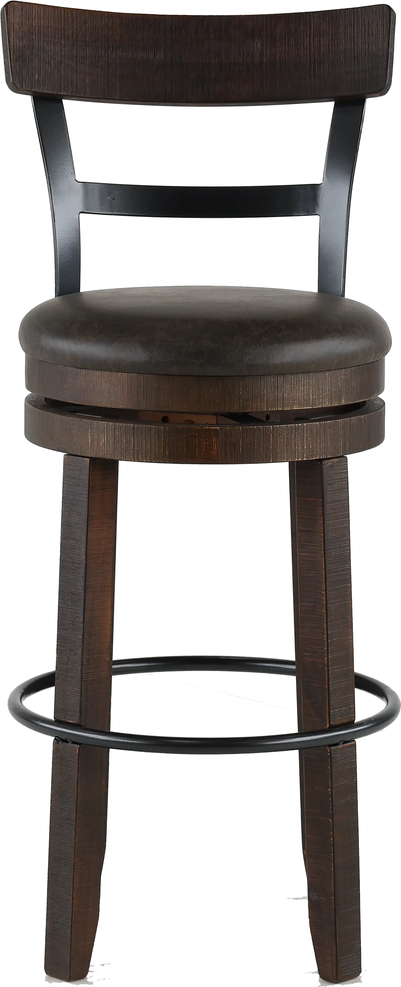 Barrel Tobacco Brown Swivel Bar Stool-1