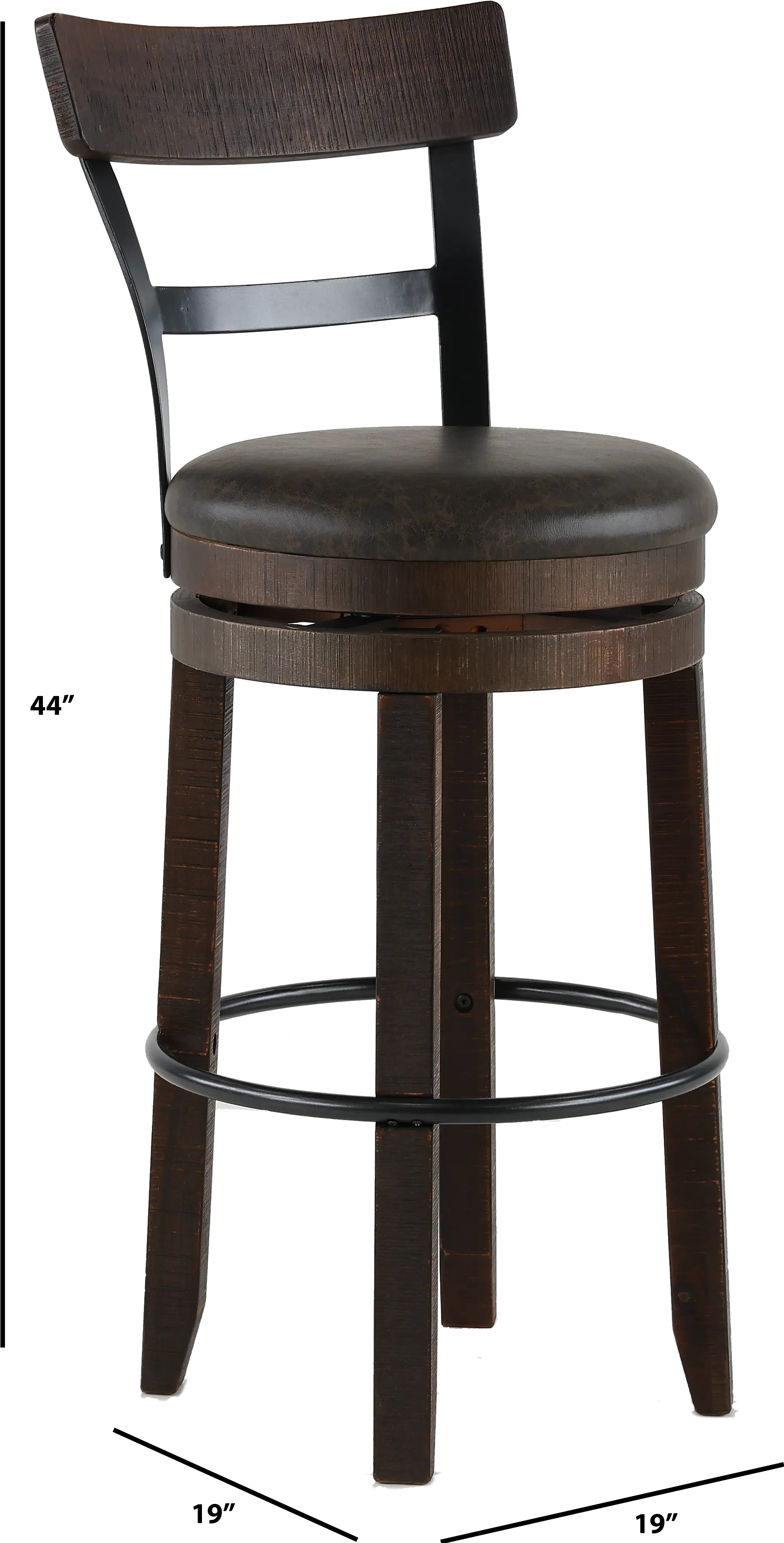 Barrel Tobacco Brown Swivel Bar Stool-3