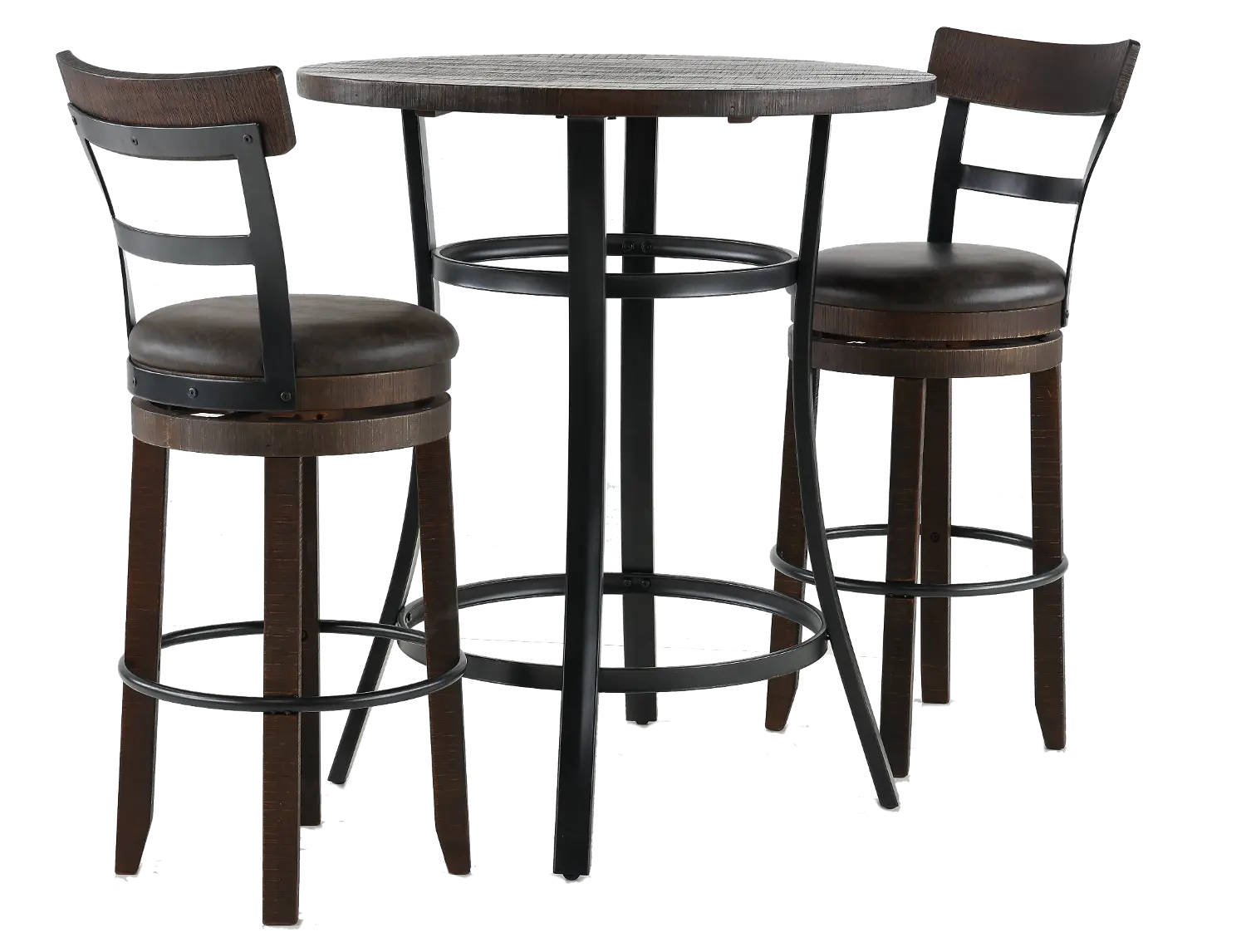 Barrel Dark Brown 3 Piece Pub Set-1