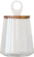 AH0693/GLASSJAR 15 Glass Jar with Mango Wood and Marble Lid