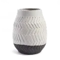 11 Inch White and Slate Gray Glaze Ceramic Vase