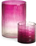 8 Pink Ombre Glass Votive Hurricane - Aurora
