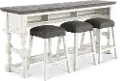 Stone White Wash Console Table with 3 Stools