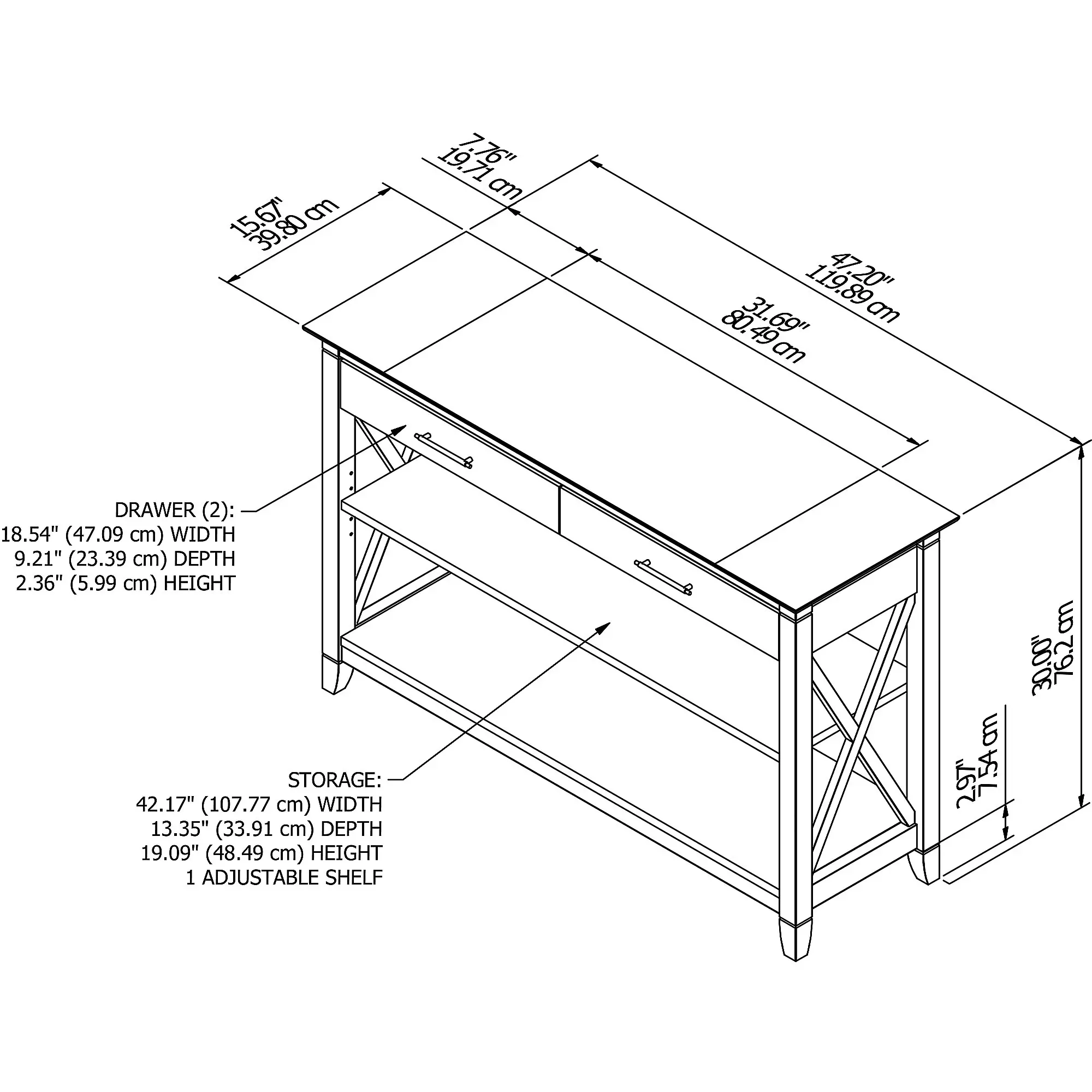KWT248WG-03 Key West Washed Gray Sofa Table-3