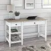 MAD154GW2-03 White and Gray Open Storage Desk - Bush Furniture