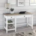 MAD154GW2-03 White and Gray Open Storage Desk - Bush Furniture