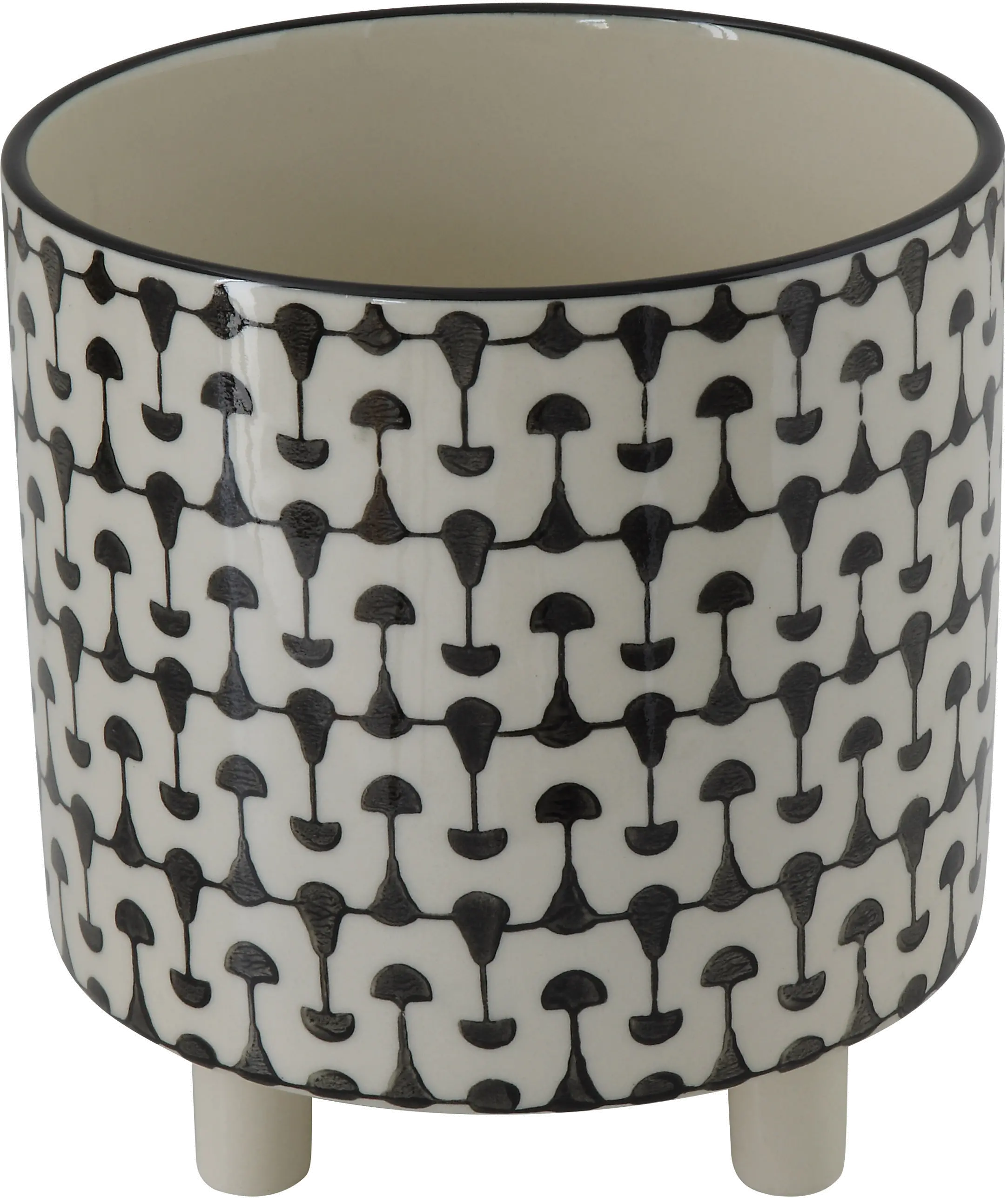 DF0121/BLK/WHT/PLNTR 8 Black and White Stoneware Planter-1