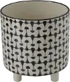 DF0121/BLK/WHT/PLNTR 8  Black and White Stoneware Planter