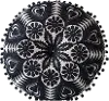 DF0563/BLKPLLW Round Black Embroidered Throw Pillow with Pom-Pom Trim