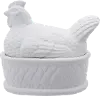 DF1360/CHICKENDISH White Ceramic Chicken Covered Dish