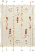 DF1631/CRMTHROW Cream Embroidered Throw Blanket with Tassels and Applique