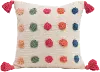 DF2412/MULTIPLLW Multi Color Tufted Dots Woven Cotton Throw Pillow with Tassels