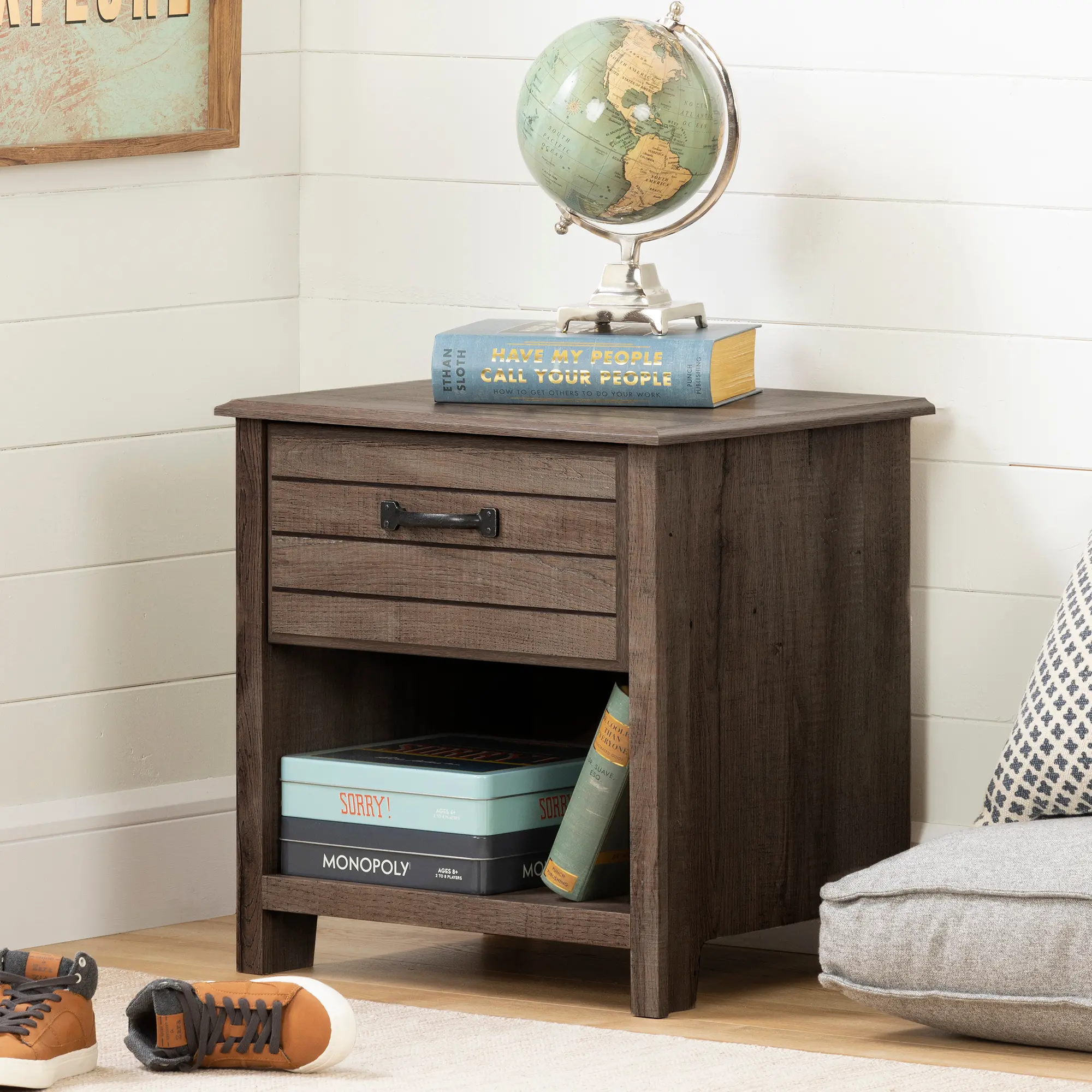 11910 Ulysses Brown Oak 1-Drawer Nightstand - South Shore-2