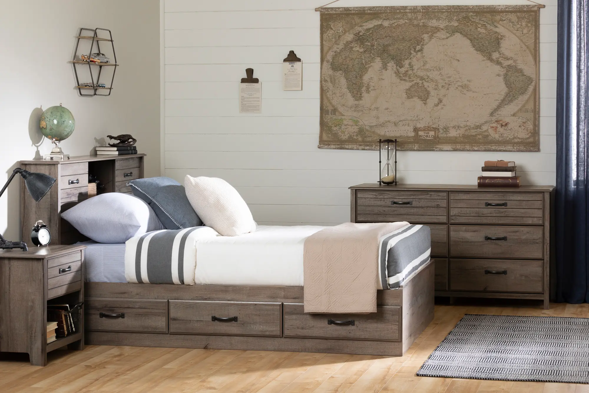 11913 Ulysses Brown Oak Full Bookcase Headboard - South Shore-5