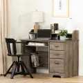 12109 Versa Dark Brown Oak Computer Desk with Hutch - South Shore