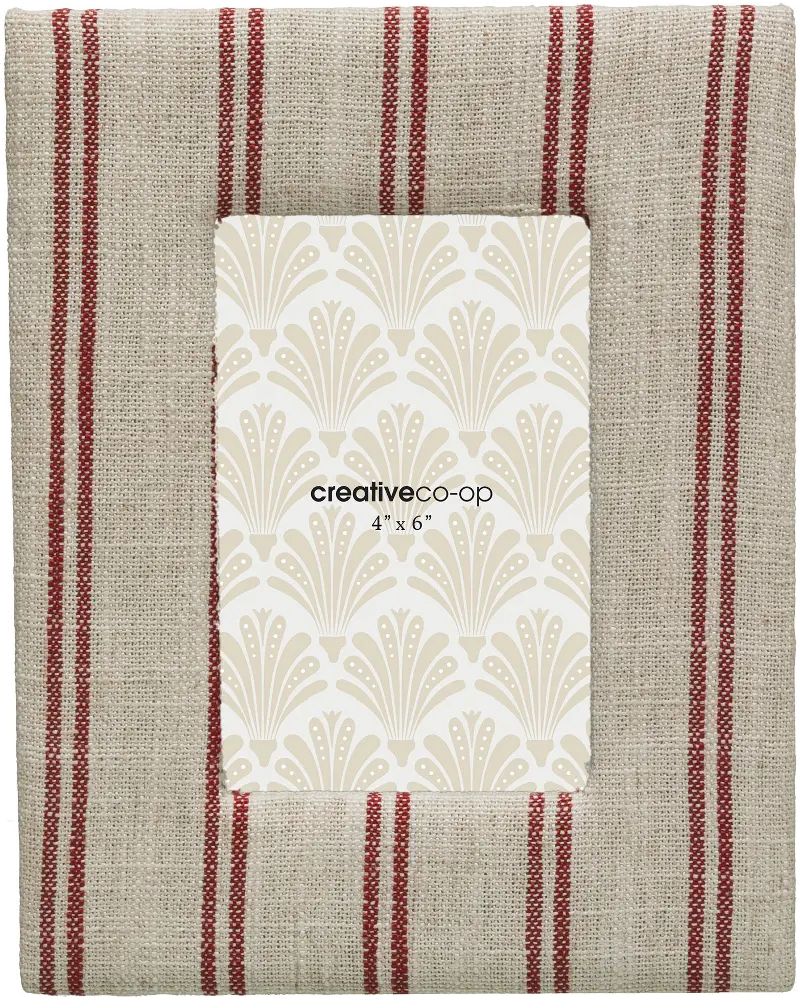 Red and White Fabric Photo Frame with French Stripe