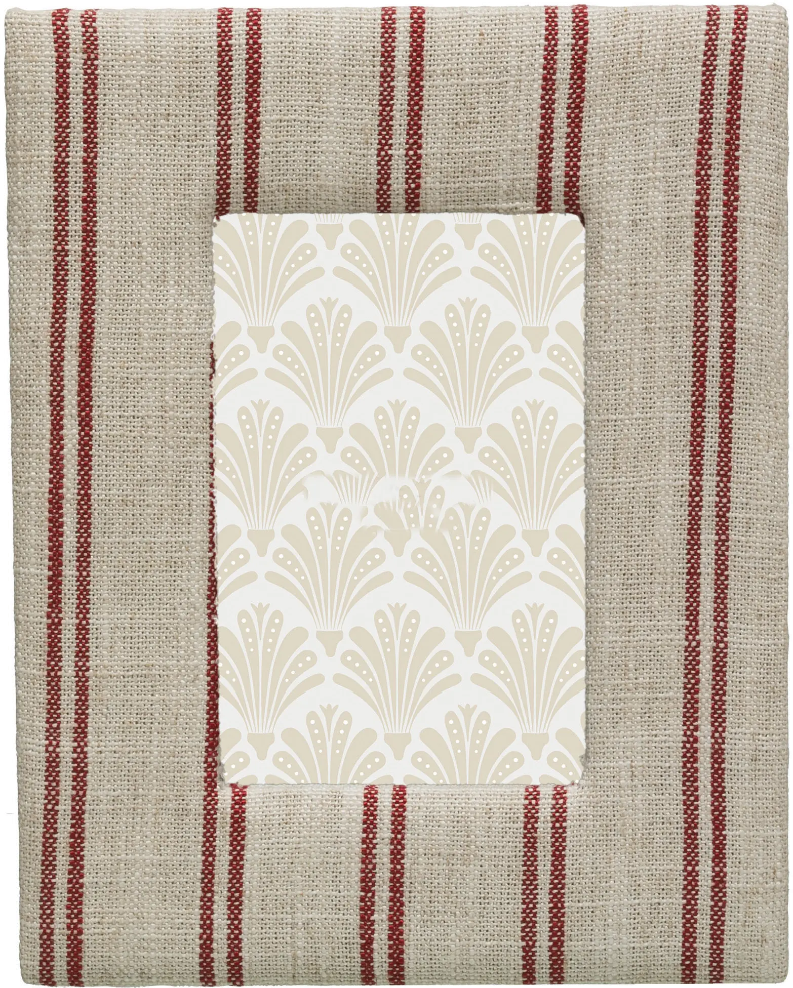 XM6012/RED/WHT/FRM Red and White Fabric Photo Frame with French Stripe-2