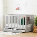 12310 Yodi Modern Light Gray Crib with Drawer and Toddler Rail - South Shore