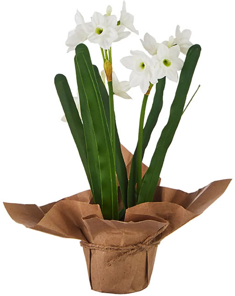 10 Inch Real Touch Potted Faux Paperwhites Arrangement