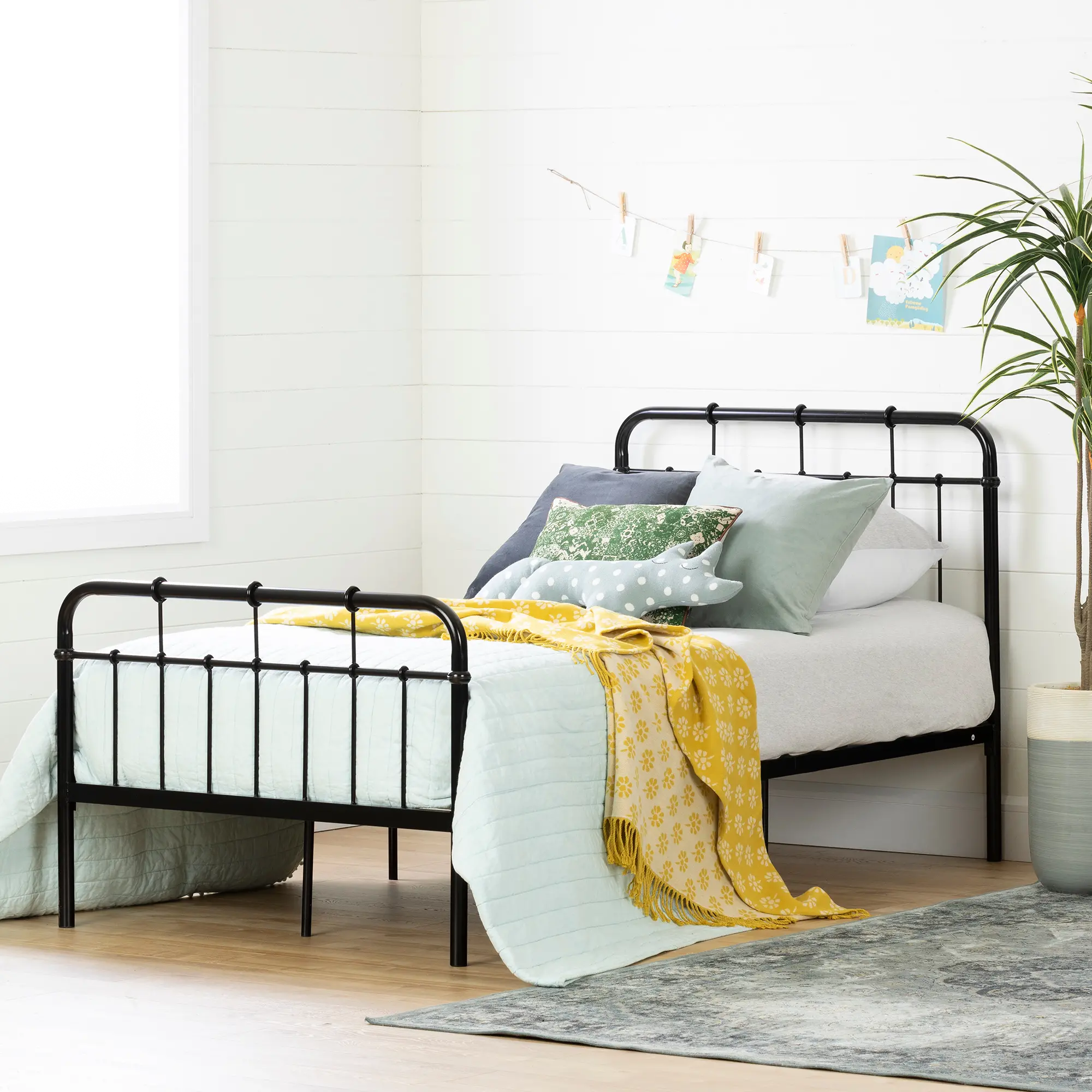 12356 Cotton Candy Black Twin Metal Bed - South Shore-2