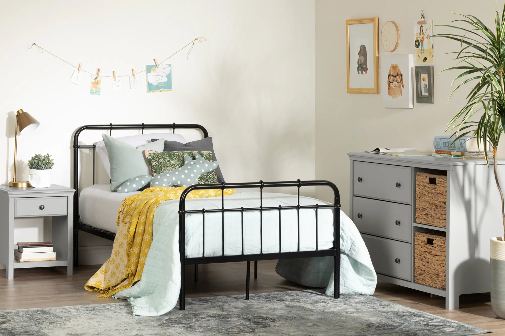 12356 Cotton Candy Black Twin Metal Bed - South Shore-4