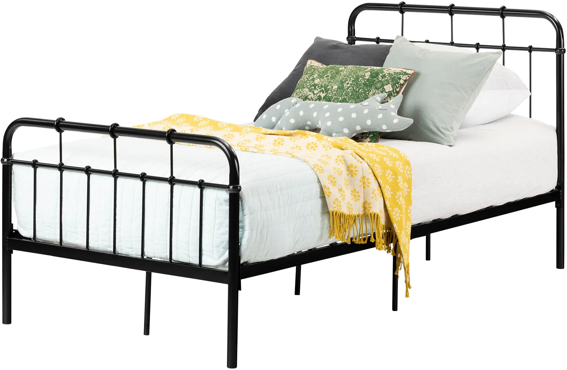 12356 Cotton Candy Black Twin Metal Bed - South Shore-1