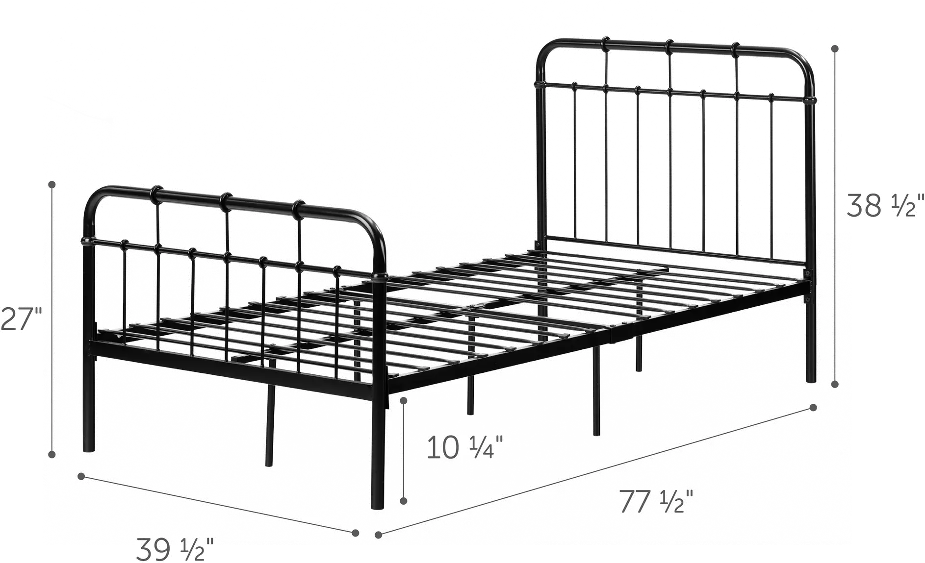 12356 Cotton Candy Black Twin Metal Bed - South Shore-6
