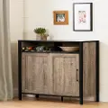 12463 Munich Weathered Oak and Black Bar Cabinet - South Shore