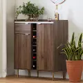12521 Hype White Faux Mable and Brown Buffet Cabinet - South Shore