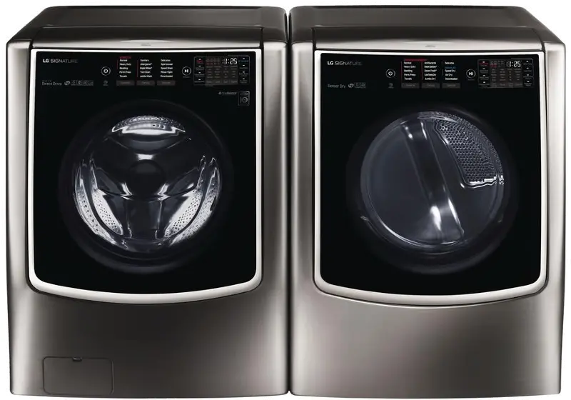LG Laundry Pair with Front Load Washer and Steam Dryer - Black Stainless Steel