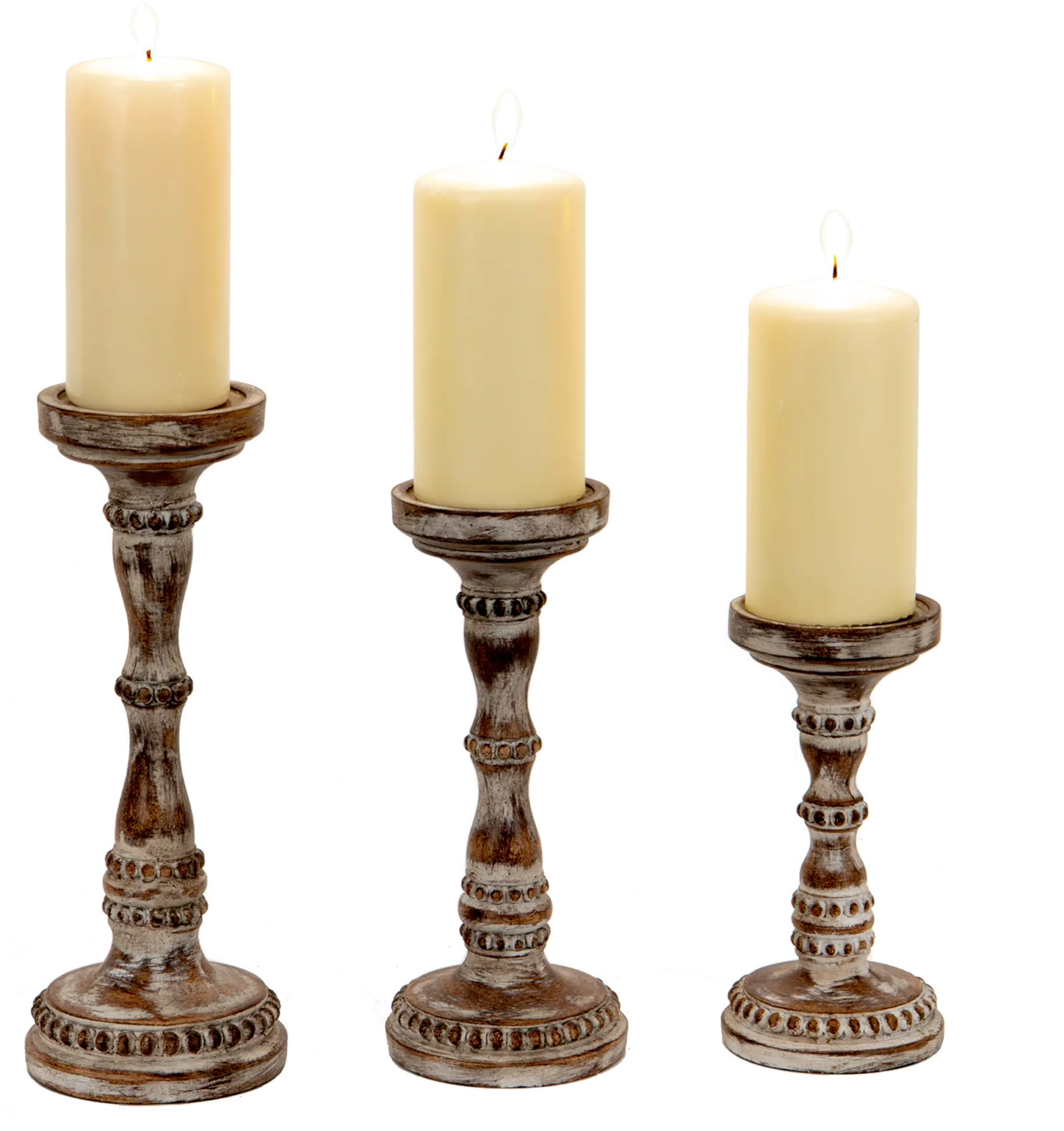 12 Inch Antique Bead Design Finial Pillar Holder-1