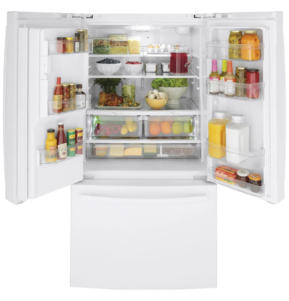 GFE26JGMWW GE 25.6 cu ft French Door Refrigerator - White-1