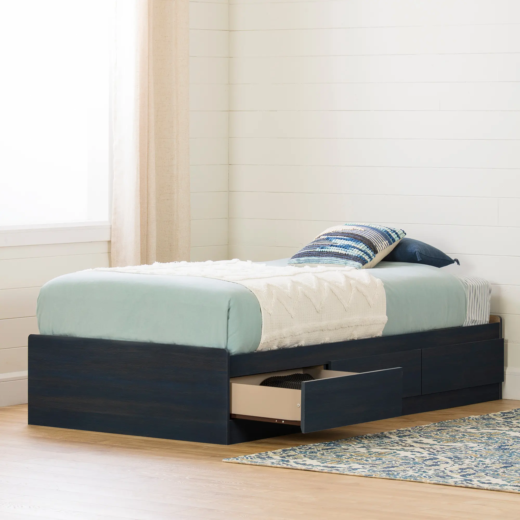 12710 Navali Blue Twin Storage Platform Bed - South Shore-2